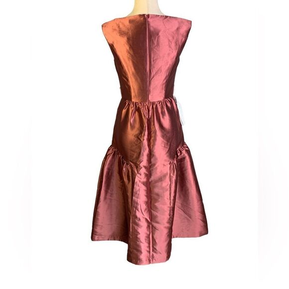 Kay Unger Lydia Satin Fit and Flare Dress in Rose- Size 2 - Picture 6 of 9